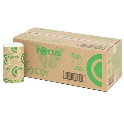 Полотенца бумажные в листах 23х20.5см Focus Eco 1 слойные, V сложение, H3, 250 шт. 5083742 (х1/15)