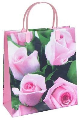 Подарочные пакеты 23x26+10 из мягкого пластика (BAS17 "Розовые розы") Корея, Республика